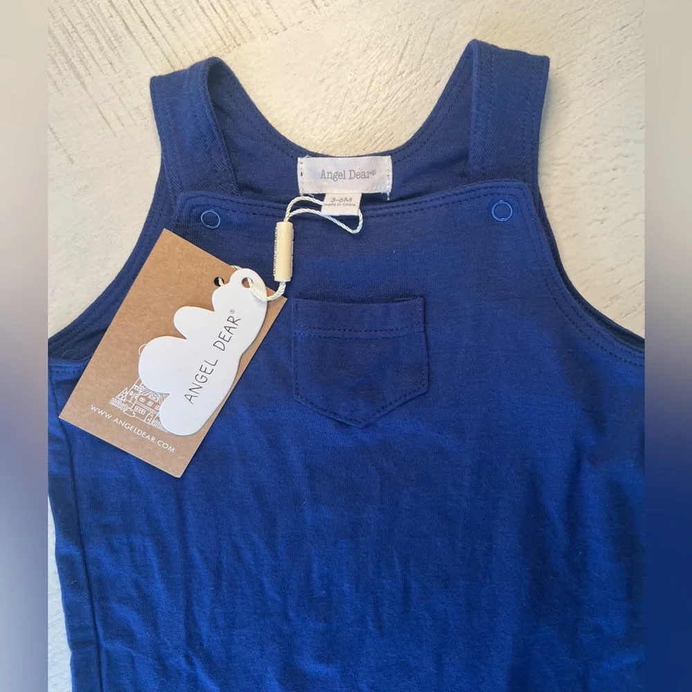 Angel Dear Navy Short Overall NWT